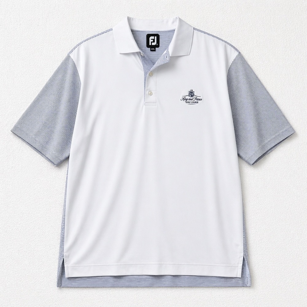 FootJoy Mens King and Prince Golf Course Polo Shirt White Blue Stripe Size Large